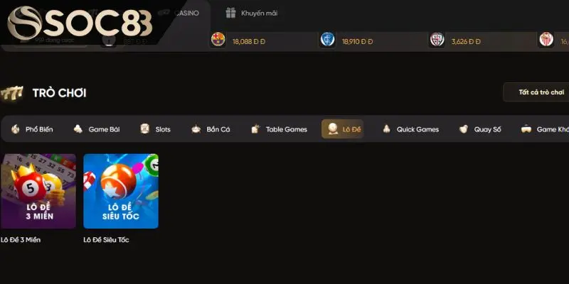 Các hình thức cược lô đề online Soc88 đặc sắc