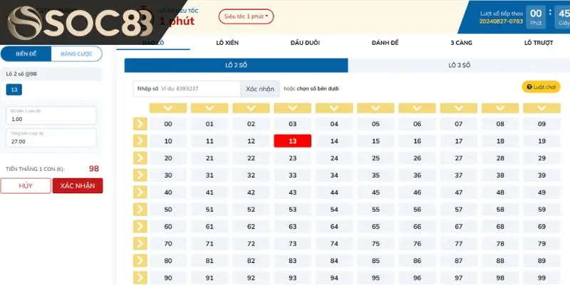 Cược lô đề online Soc88 siêu tốc